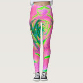 Lime Green Succulent Sedum Detail Leggings (Voorkant)