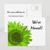 Lime Green Sunflower Change of Address Aankondigingskaart (Voorkant / Achterkant)