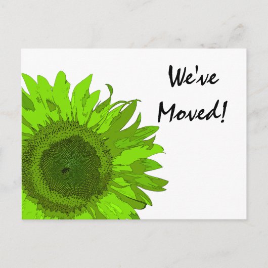 Lime Green Sunflower Change of Address Aankondigingskaart (Voorkant)