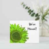 Lime Green Sunflower Change of Address Aankondigingskaart (Staand voorkant)