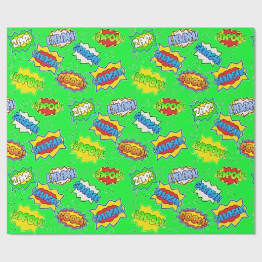 Lime Green Superhero Super Powers Kind Cadeaupapier (Vlak)