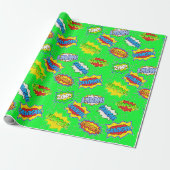 Lime Green Superhero Super Powers Kind Cadeaupapier (Uitgerold)