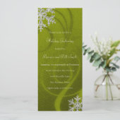 Lime Green Swashy Snowflake Holiday Party Kaart (Staand voorkant)