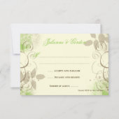 Lime Green Tan Grunge Swirls laat responskaarten o RSVP Kaartje (Voorkant)