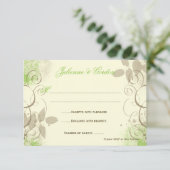 Lime Green Tan Grunge Swirls laat responskaarten o RSVP Kaartje (Staand voorkant)