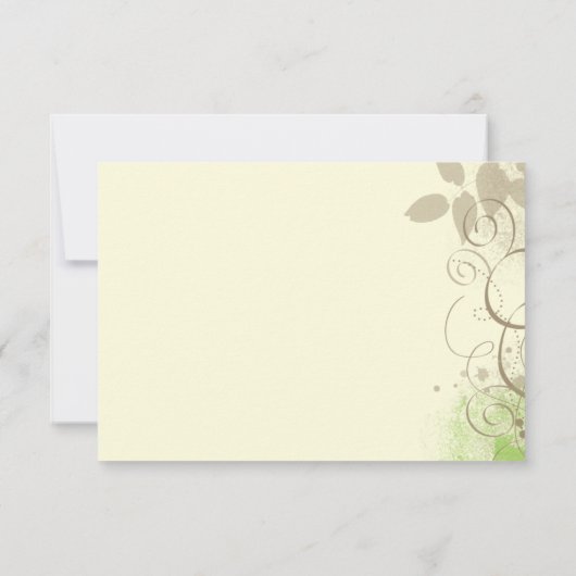 Lime Green Tan Grunge Swirls laat responskaarten o RSVP Kaartje (Achterkant)