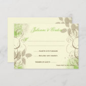 Lime Green Tan Grunge Swirls laat responskaarten o RSVP Kaartje (Voorkant / Achterkant)