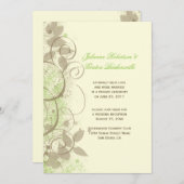 Lime Green Tan Ivory Swirls Leaves Post Wedding Kaart (Voorkant / Achterkant)