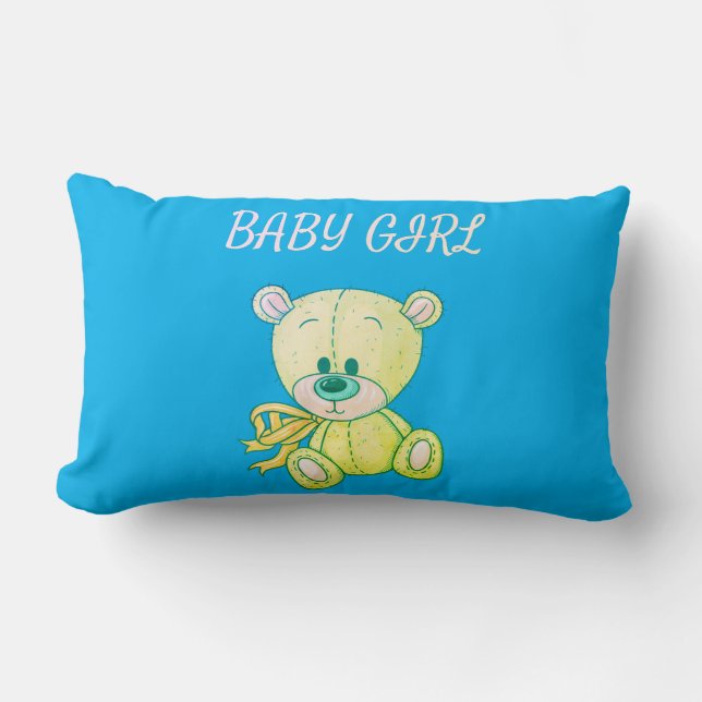 Lime Green Teddy Bear Lumbar Pillow Kussen (Voorkant)