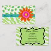 Lime Green & Turquoise Blauwgroen Zebra & Cheetah Visitekaartje (Voorkant / Achterkant)
