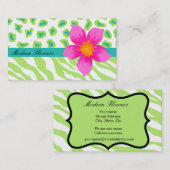 Lime Green & Turquoise Blauwgroen Zebra & Cheetah Visitekaartje (Voorkant / Achterkant)