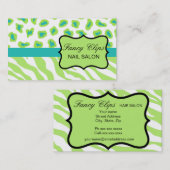 Lime Green Turquoise Blue Zebra Leopard Visitekaartje (Voorkant / Achterkant)