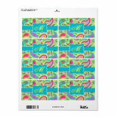 Lime Green Turquoise Modern Paisley Monogram Etiket (Full Sheet)