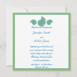 Lime Green Turquoise Seashell Wedding Invitation Kaart