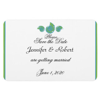Lime Green Turquoise Shell Bruiloft Save the Date Magneet