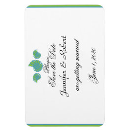 Lime Green Turquoise Shell Bruiloft Save the Date Magneet