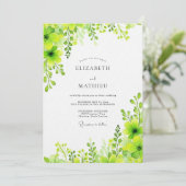 Lime Green Verdant Botanical Wedding Kaart (Staand voorkant)