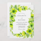 Lime Green Verdant Flourish Wedding Kaart (Voorkant / Achterkant)