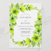 Lime Green Verdant Flourish Wedding Kaart (Voorkant)