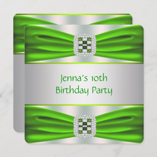 Lime Green verjaardagsfeestje Kaart (Voorkant / Achterkant)