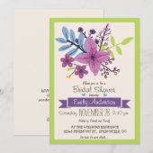 Lime Green & Violet Paarse Bloemen Vrijgezellenfee Kaart (Voorkant / Achterkant)