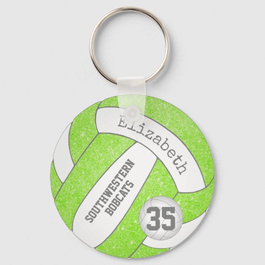 lime green volleybal bag label w player team name sleutelhanger (Voorkant)