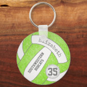 lime green volleybal bag label w player team name sleutelhanger (Voorkant)
