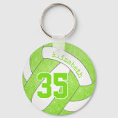 lime green volleybaltas label w jersey number sleutelhanger (Voorkant)