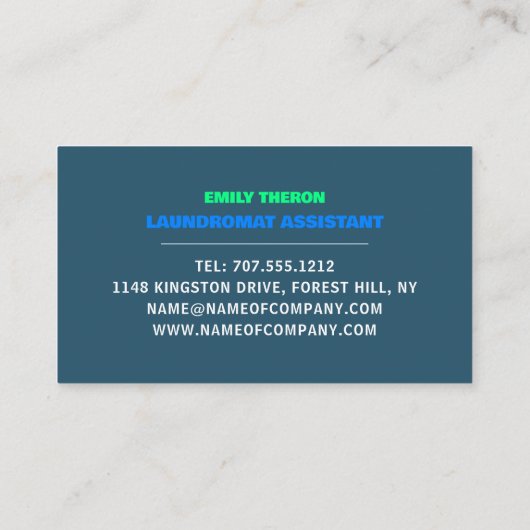 Lime Green Washer, Laundromat, Cleaning Service Visitekaartje (Achterkant)