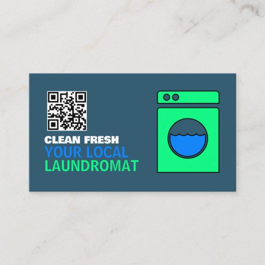 Lime Green Washer, Laundromat, Cleaning Service Visitekaartje (Voorkant)