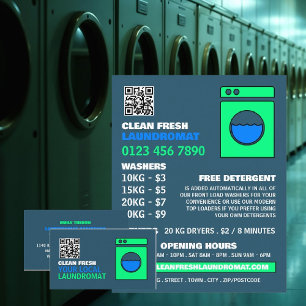 Lime Green Washer, Laundromat, Cleaning Service Visitekaartje