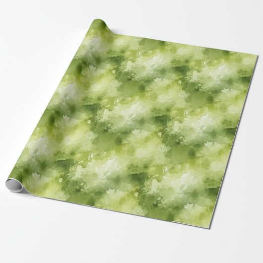 Lime Green Waterverf Abstract Cadeaupapier (Uitgerold)