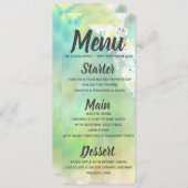 Lime Green Waterverf Menu Kaart (Voorkant / Achterkant)