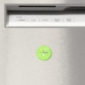 Lime Green Waterverf Monogram Naam Magneet (Insitu (Vaatwasser))