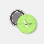 Lime Green Waterverf Monogram Naam Magneet (Voorkant / Achterkant)