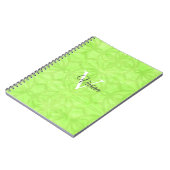Lime Green Waterverf Monogram Naam Notitieboek (Linkerzijde)