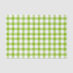 Lime Green Waterverf Stippen Gingham Tissuepapier