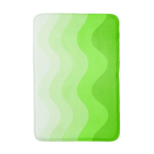 Lime Green Wavey Stripe Modern Bath Mat (Voorkant Verticaal)