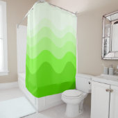 Lime Green Wavey Stripe Modern Shower Curtain Douchegordijn (In situ)