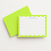 Lime Green Wavy Frame Note Card with Cobalt Text Kaart