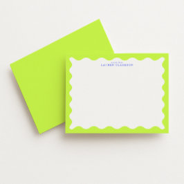 Lime Green Wavy Frame Note Card with Cobalt Text Kaart