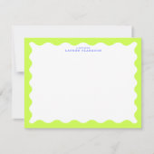 Lime Green Wavy Frame Note Card with Cobalt Text Kaart (Voorkant)