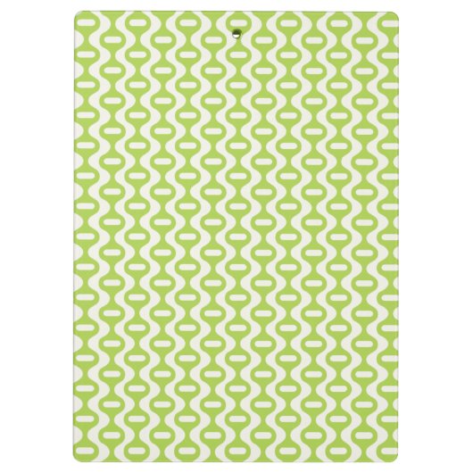 Lime Green Wavy Retro Patroon Klembord (Achterkant)