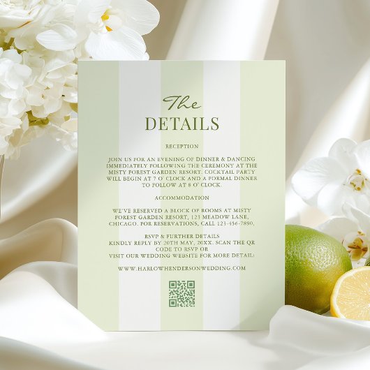 Lime Green Wedding Details Informatiekaartje