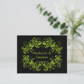  Lime Green Wervelt op Zwart Save The Date Aankondigingskaart (Staand voorkant)