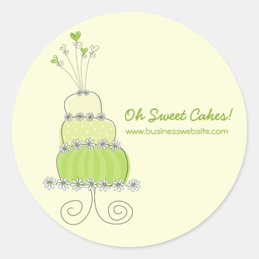 Lime Green Whimsical Chic Wedding Cake Sticker (Voorkant)