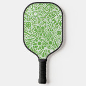 Lime Green & White Abstract Floral Hawaiian Pickleball Paddle (Achterkant)
