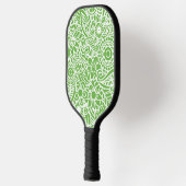 Lime Green & White Abstract Floral Hawaiian Pickleball Paddle (Links)