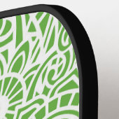 Lime Green & White Abstract Floral Hawaiian Pickleball Paddle (Links Detail)