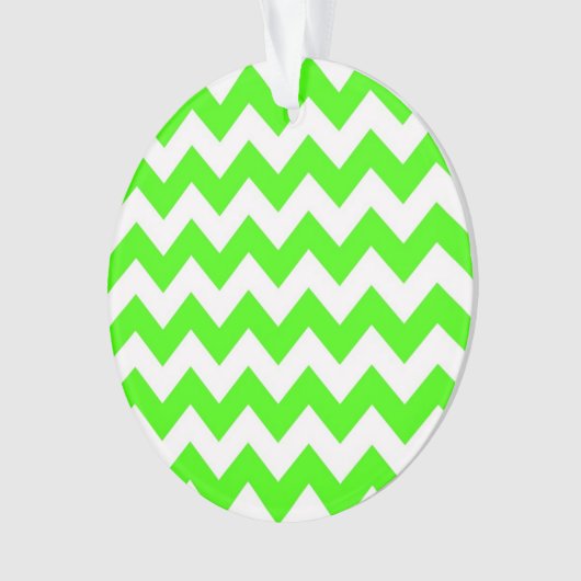Lime Green White Chevron Zig-Zag Pattern Ornament (voorkant)
